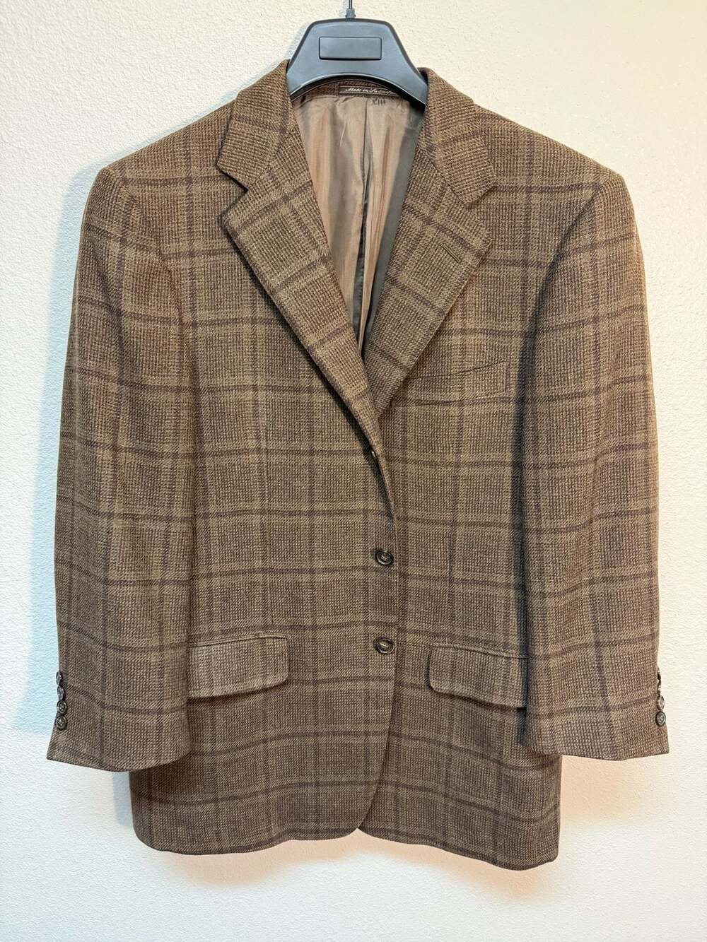 Ermenegildo Zegna Brown Plaid Blazer Sport Coat 100% Wool Men's 50C US 40S Short